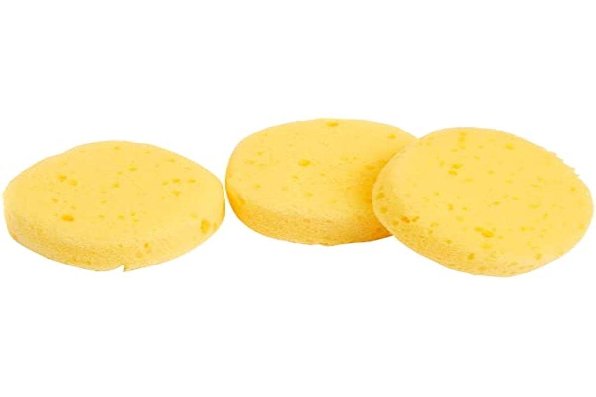 Rayher 3824100 Set of Three Synthetic Artist Sponges for Acrylic Painting and Crafts, Round Craft Sponges with a Diameter of 7 cm