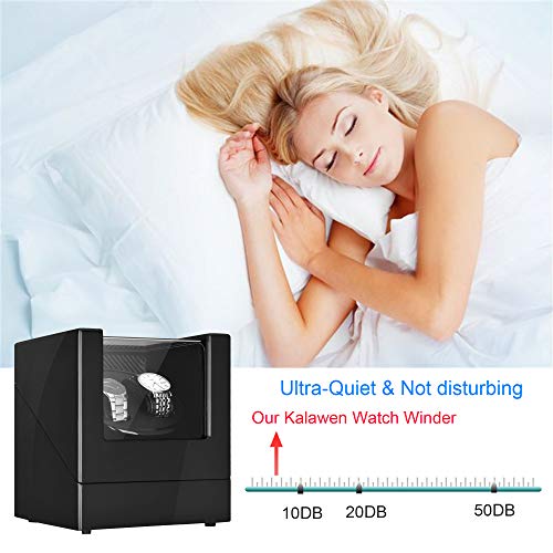 Kalawen Automatic Double Watch Winder Box for All Automatic Mechanical Watches with Quiet Motor AC Adapter or Battery Powered for 2 Men's or Ladies', Black
