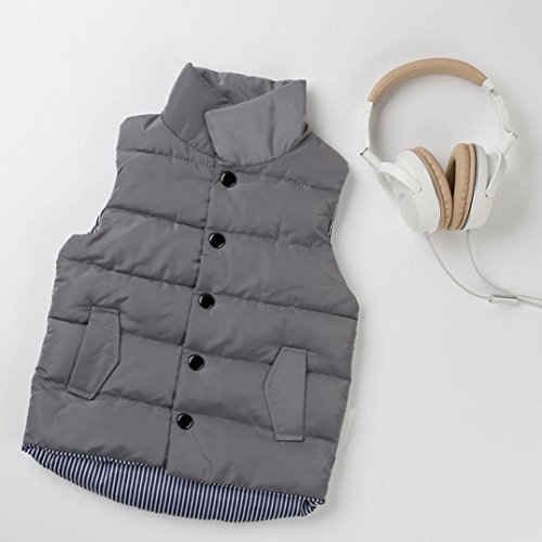 Baby Outerwear Vest Jacket ,Kintaz Baby Boy Girl Solid Color Single Breasted High Neck Padded Vests Warm Puff Waistcoat (Gray, Size:4T)