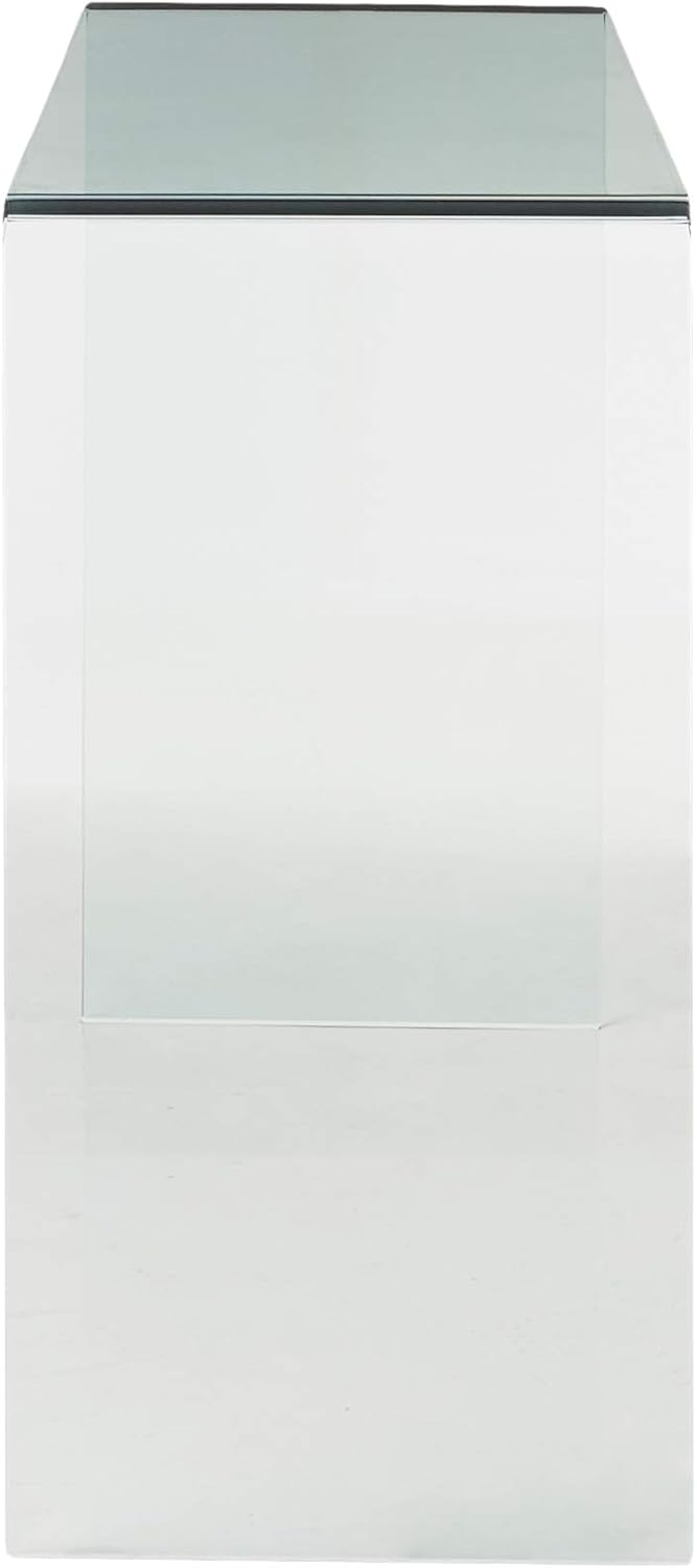 commix down filled overstuffed 4 piece sectional sofa set white on Home Kitchen Extra White Creative Images International Glass Collection Bent Glass Console Table With Frosted Shelf Living Room Furniture