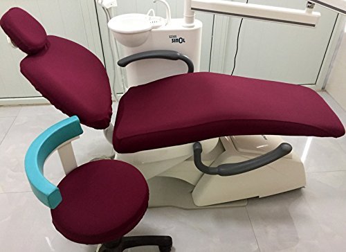 Dental Unit Cloth Chair Cover Sleeves Protector Dentist Headrest Washable Burgundy 1 Set