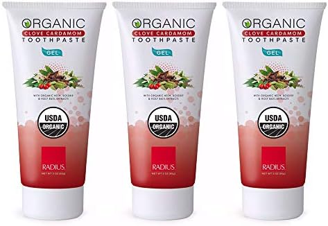 RADIUS - Organic Gel Toothpaste - Clove Cardamom (3 oz) | 3-Pack
