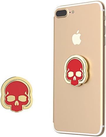Urberry Phone Ring Stand Holder, Skull Printed Adjustable Universal Smartphones Grip Kickstand Holder (Red)