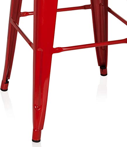 hjh OFFICE 645011 Barhocker VANTAGGIO HIGH Metall Rot Retro-Hocker im Industry-Design, stapelbar – Bild 4