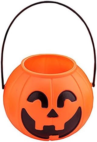 JUNGSON--2Pcs Halloween Prop Gift Candy Sweet Holder Smile Plastic Pumpkin Buckets Basket