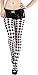 ToBeInStyle Women's Harlequin Designed Opaque Full Footed Pantyhose - BLACK/WHITE
