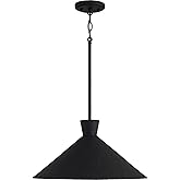 Capital Lighting 350312XK Paloma Modern Metal Cone Pendant Ceiling Light Fixture, 1-Light 100 Watt, 9"H x 18"W, Textured Blac