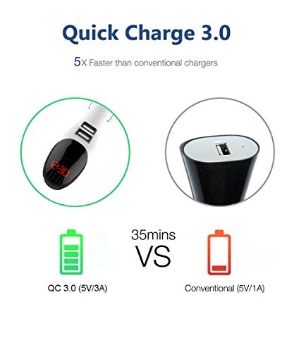 image for Oulin USB Car Charger, 3A Dual USB Port Quick Charge 3.0 2in1 Air Puri