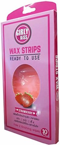2 Packs of Strawberry Girly Kiss Wax Strips, say goodbye to stubble and hello softness. Ready to use just rub, peel and go. (10 Pcs./ pack. and free 2 finishing wipes.)..