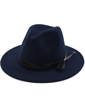 Adjustable Dome Panama Bowler Hat Women Plain Wide Brim Felt Jazz Cap