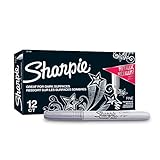 Sharpie Metallic Permanent Markers, Fine Point, Silver, 12 Count