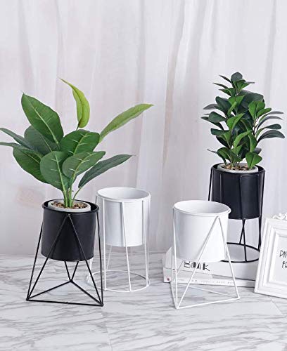 DODXIAOBEUL 17 inch Tropical Leaves Potted Artificial Simulation Tropical Oak Leaves Fake Plant Decorative Lifelike Flower Green Plants with Round Cement Pot (Green-B)