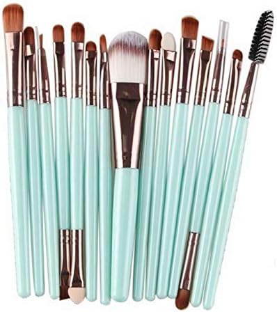 Kaputar 1-22PCS Pro Makeup Brushes Set Foundation Blush Face Powder Eye Shadow Brush CA | Model MKPBRSH - 256 | 15PCS Mint Green