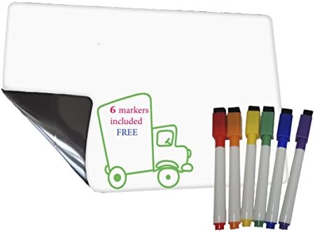 Magnetic Dry Erase Multi-Purpose White Board for Fridge 17x11 inch with 6 Dry Erase Markers -To Do List Board- Weekly Planner Fridge-Shopping List