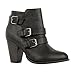 West Blvd Womens Strappy Chunky Block Heel Ankle Buckle Bootie Boots (7 B(M) US, Blackv1 PU)