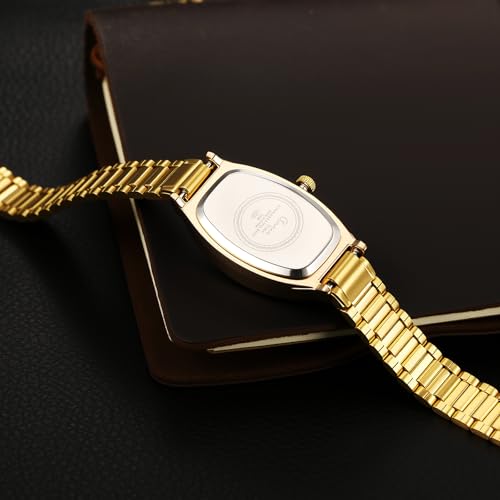 OIDEA Tonneau Vintage Women's Watch: Quartz Analog Watch with Stainless Steel Strap Roman Numerals – Gift