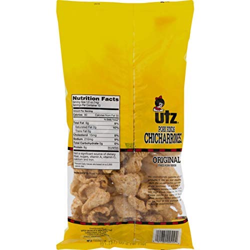 Utz Pork Rinds, Original Flavor Keto Friendly Snack with Zero Carbs