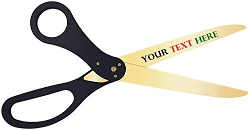Customized 30 Inch Long Ribbon Cutting Scissors - Gold Color Blades - Black Handles