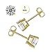 Noureda 14K Yellow Gold Stud Earring Aprx .50 Carat Total Weight, 3mm Each Round Cut Simulated Diamond Earring. Set on High Quality Prong Setting & Friction Style Post