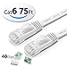 XINCA Cat6 Ethernet Cable 75 ft White Gigabit Flat Network LAN Cable with 40 pcs Cable Clips Snagless Rj45 Connectors for Computer/Modem/Router/X-Box Faster Than Cat5e/Cat5