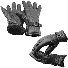 Crumpled Black Leather Gloves for Men Women Winter Bike Cycling Riding Driving Motorcycle Gym Sports Warm Snow-proof Anti-slip with Protective Hand Lining Free size (2 Pairs Black)
