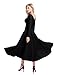 YiZYiF Women's Liturgical Praise Dance Dress with Long Sleeve Round Neck Skirt Costume Black Large