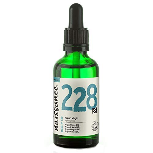 Naissance Organic Argan Oil (no. 228) - 50ml - Pure & Natural, Anti-Ageing, Antioxidant, Vegan, Hexane Free, No GMO - Natural Moisturiser & Conditioner for Face, Hair, Skin, Beard & Cuticles
