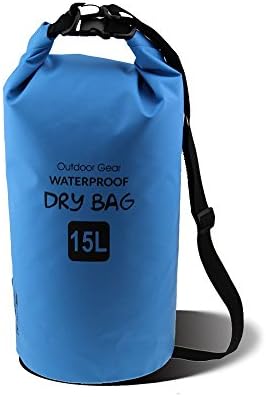 Waterproof Dry Bags-For Kayaking / Boating / Canoeing / Fishing / Rafting / Swimming / Camping / Snowboarding (15L) (BLUE, 15L)