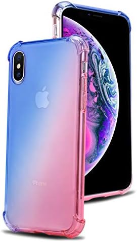 Airror Phone Case Compatible with iPhone Xs MAX, Clear Multi-Color Gradients Slim Case, Impact Resistant Protective Flexible Soft TPU Cover [ Support Wireless Charging ] - Blue & Pink 182