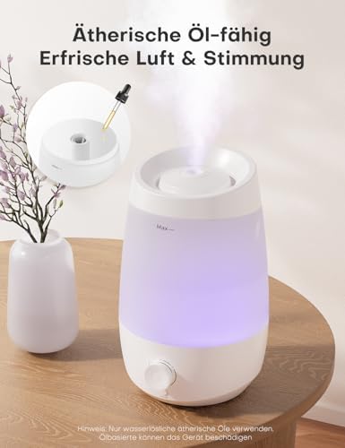 2.5L Luftbefeuchter Schlafzimmer 250ml/h 25H Ätherisches Öl Diffusor
