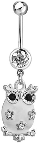 Owl Belly Button Sexy Cute Ring Dangle 316L Surgical Steel Body Jewelry Piercing