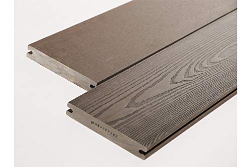 Handmuster/Muster BPC Massivdiele, 20 (Stärke) x 120 mm (Breite), einseitig glatt gebürstet/einseitig Holzoptik, braun…