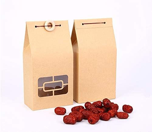 Syndecho Set of 12 Vintage Kraft Paper Gift Bags Food Storage Bags with Clear Window+6pcs Hand Gift Bags