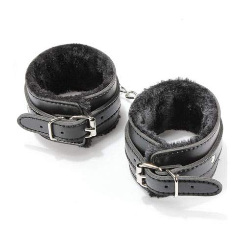 Eroticave Leather BDSM Bondage Adjustable Wrist Cuffs Restraints, Black