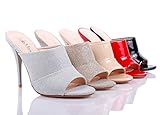 Sexy Slip on Only Padded Cushion Peep Toe Mules High Heel Womens Sandals Shoes New Without Box