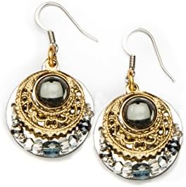 Liztech Gitana Earrings Gold Silver Accent Stone Earrings (Gray)