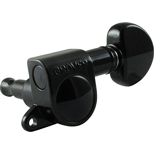 Grover 205BC6 Rotomatic Mini 6 in Line Machine Heads, Black Chrome
