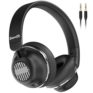 Active-Noise-Cancelling-Headphones-SuperEQ-S2-Bluetooth-On-Ear-Headphones-with-Mic-CVC-80-Hi-Fi-Deep-Bass-25H-Playtime-for-Travel-WorkBlack SuperEQ Active Noise Cancelling Headphones, S2 Bluetooth headphones Wired and Wireless On-Ear Headphones with CVC 8.0…