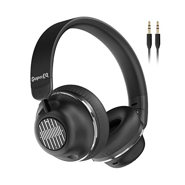 Active-Noise-Cancelling-Headphones-SuperEQ-S2-Bluetooth-On-Ear-Headphones-with-Mic-CVC-80-Hi-Fi-Deep-Bass-25H-Playtime-for-Travel-WorkBlack SuperEQ Active Noise Cancelling Headphones, S2 Bluetooth headphones Wired and Wireless On-Ear Headphones with CVC 8.0…