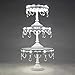 Aurora 3-Piece White Rechargeable LED Cake Stand Set, Round Metal Crystal Cupcake Dessert Display Pedestal Wedding Party Display, Chargers Included