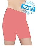 Sexy Basics Women's 3 Pack Cotton Spandex Bike Yoga Boxer Boyshort (2XL/9, SOFT ROSE PINK)