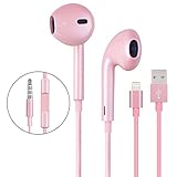Eashion Premium Earphones/Headphones Earbuds with Stereo Mic&Remote Control for Apple iPhone 6s/6/6plus,iPhone SE/5s/5c/5, iPad /iPod and More with 3 FT Braided Lightning Cable(Rose Gold)