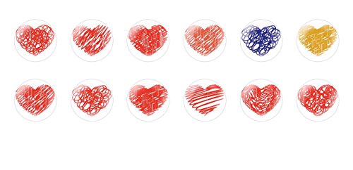 12pcs x 14mm Handmade Round Domed Czech Glass Cabochons Hearts 6 S6T267