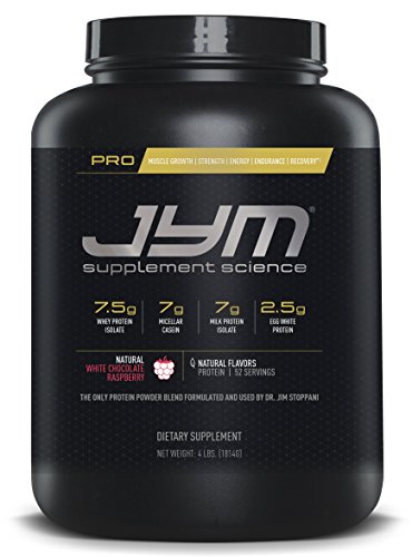 JYM Supplement Science, PRO JYM, An optimal Blend of Whey, Casein, and Egg Proteins, Natural White Chocolate Raspberry, 4lb Protein