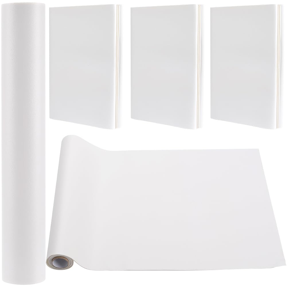 CRASPIRE 140x30cm Faux Leather Book Cloth White for A4-A8 Books Binding Smooth PU Surface Polyurethane Coated Non-Woven Base Covering Protector Bookcover Album Scrapbooking DIY
