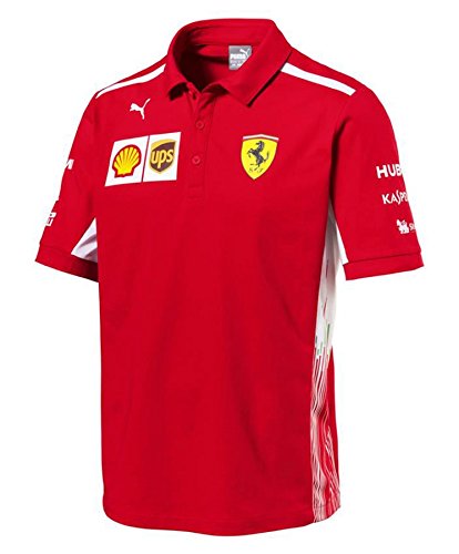 Ferrari Sscuderia Formula 1 Men's Red 2018 Team Polo Shirt w/Sponsors (Medium)