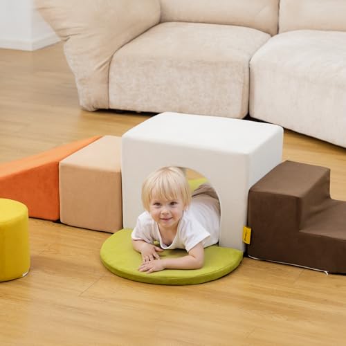 BanaSuper Foam Climbing Blocks for Children, Foam Building Blocks XXL, EN71 Certified & Non-Slip, Children's Montessori Toy, Washable Case for Indoor Fun, Baby Soft Playset (Colourful)