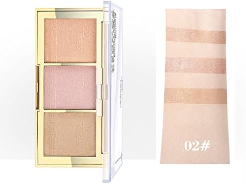 Creazy Professional New Makeup Face Powder 3 Colors Bronzer Highlighter Powder Palette (B)