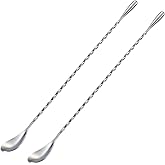 Bar Spoon, Stir Sticks, 2-Pack Ice Tea Spoons, 12 Inches Stainless Steel Small Cocktail Spoon, Mixing Spoon Cocktail Stirrers