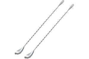 Bar Spoon, Stir Sticks, 2-Pack Ice Tea Spoons, 12 Inches Stainless Steel Small Cocktail Spoon, Mixing Spoon Cocktail Stirrers